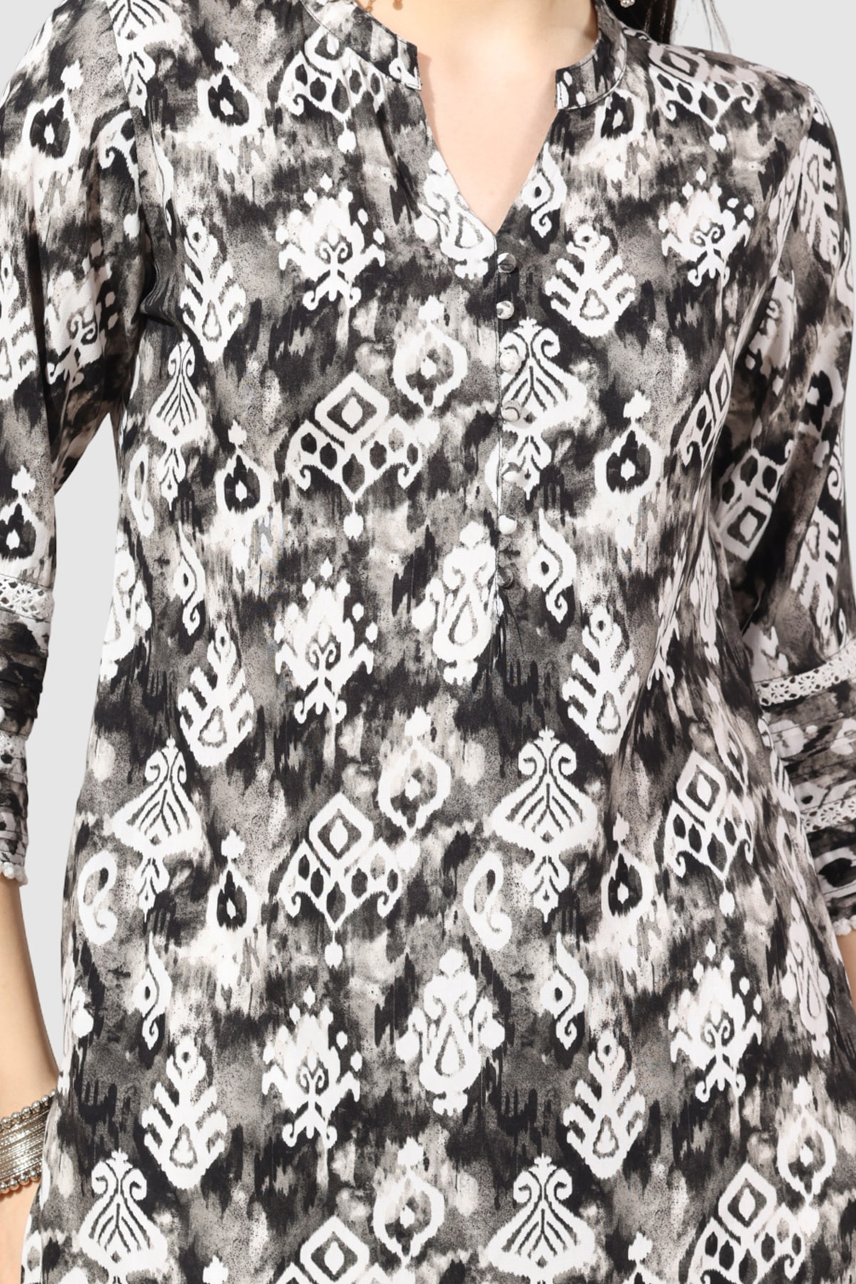 Grey Pintuck Rayon Kurti - Image 5