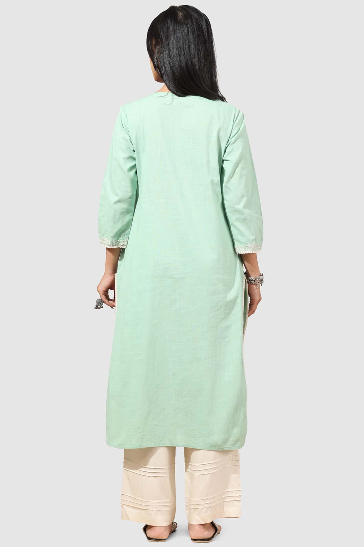 Embroidered Green Kurta For Women