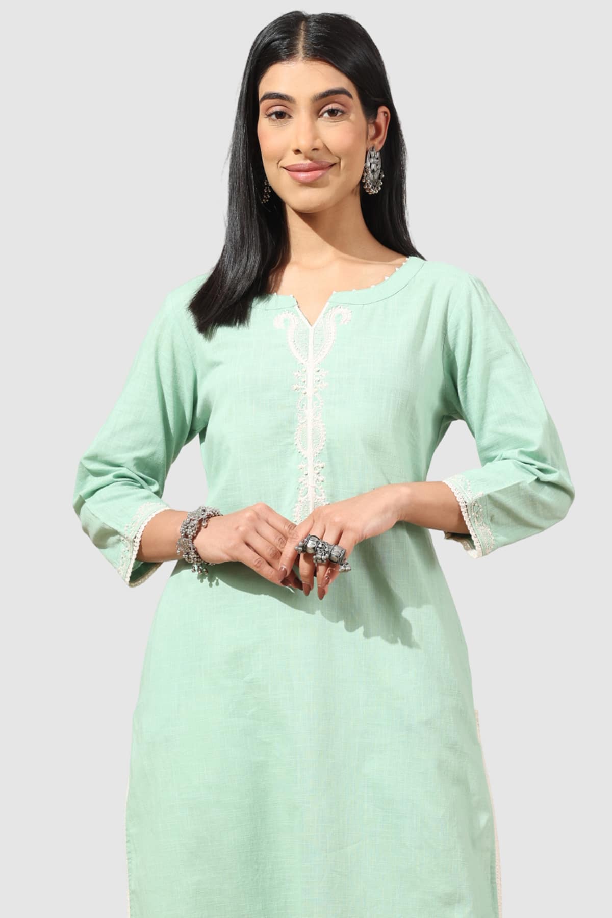 Embroidered Green Kurta For Women