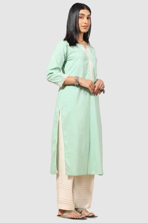 Embroidered Green Kurta For Women
