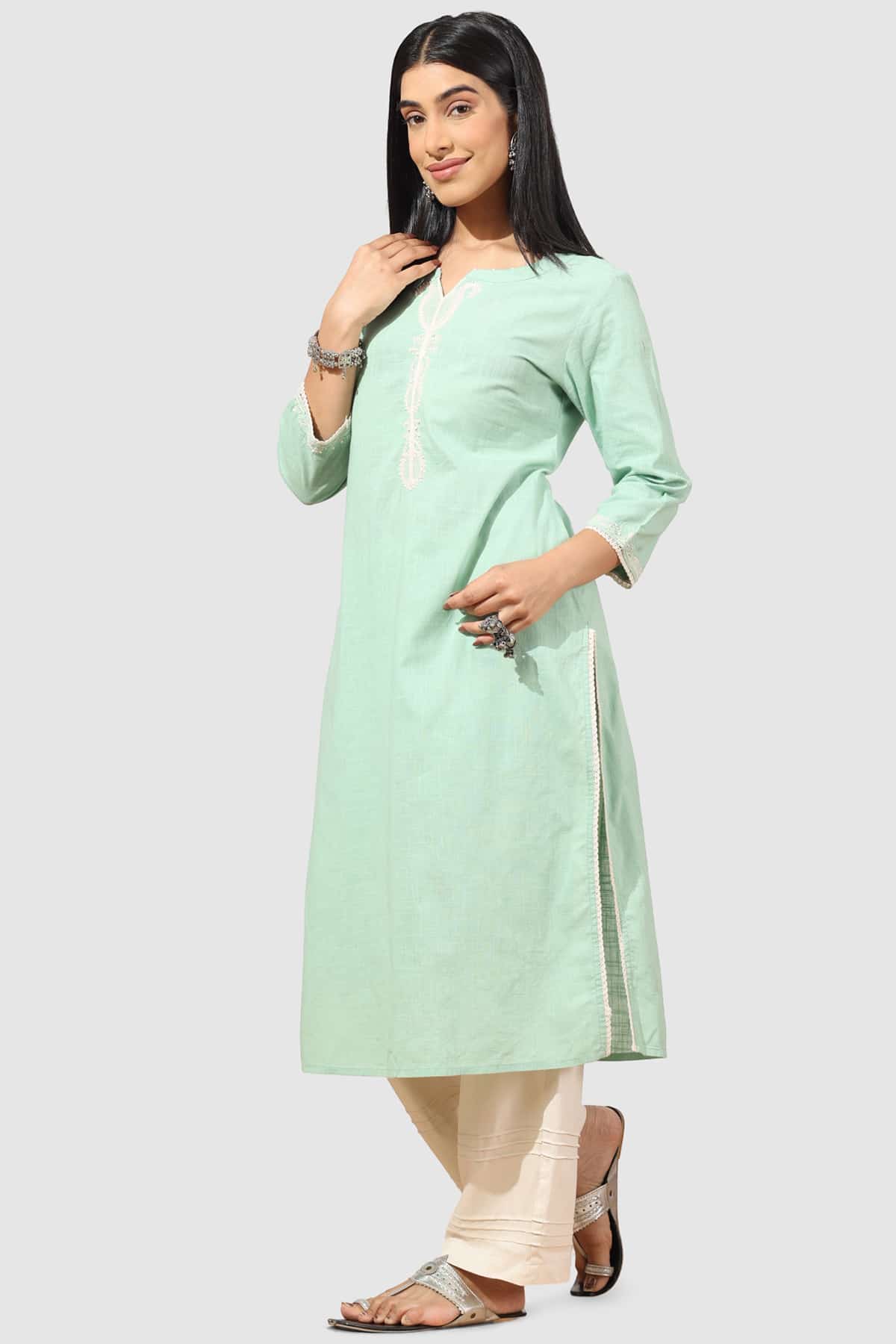 Embroidered Green Kurta For Women