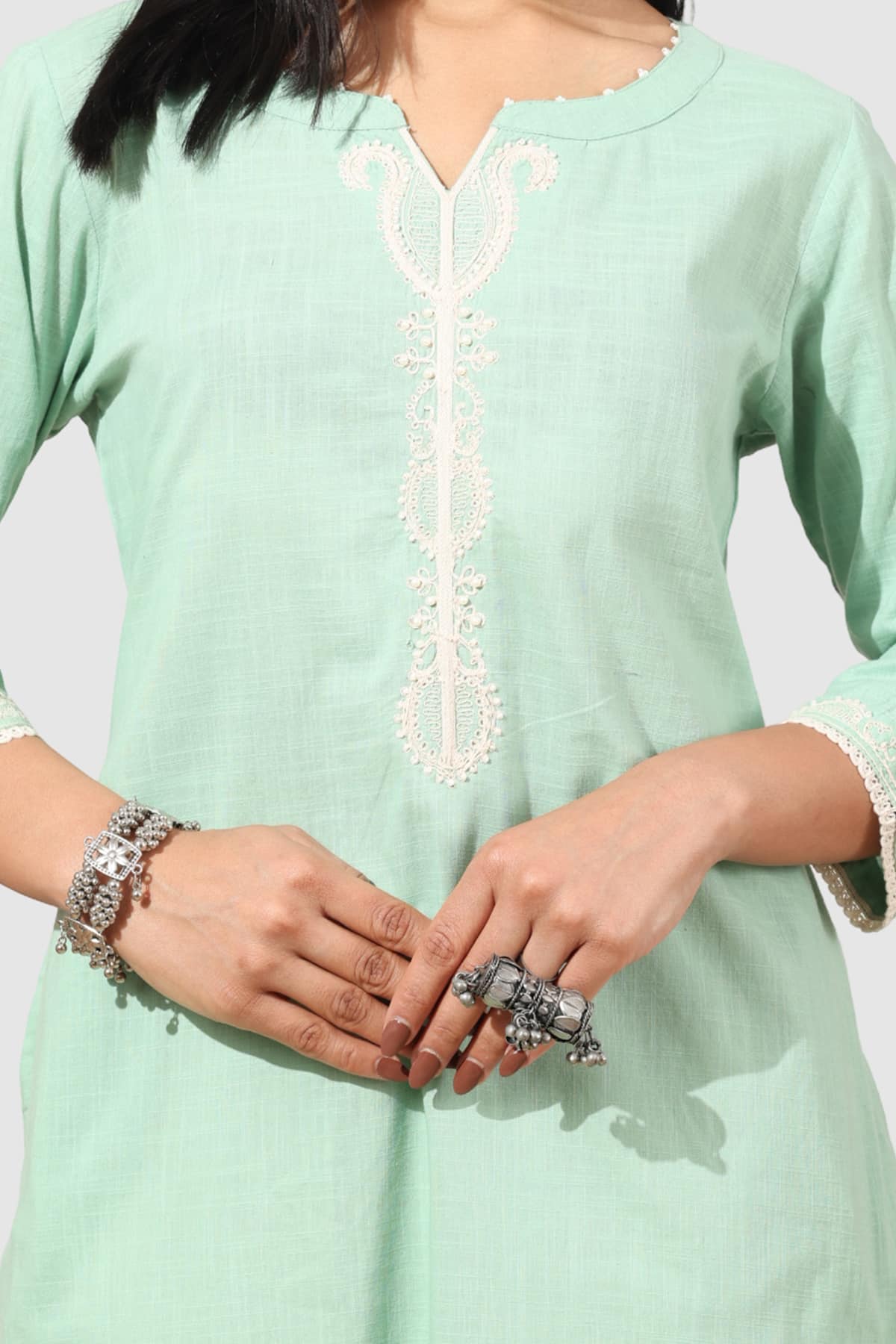 Embroidered Green Kurta For Women
