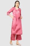 Embroidered Coral Kurta For Woman