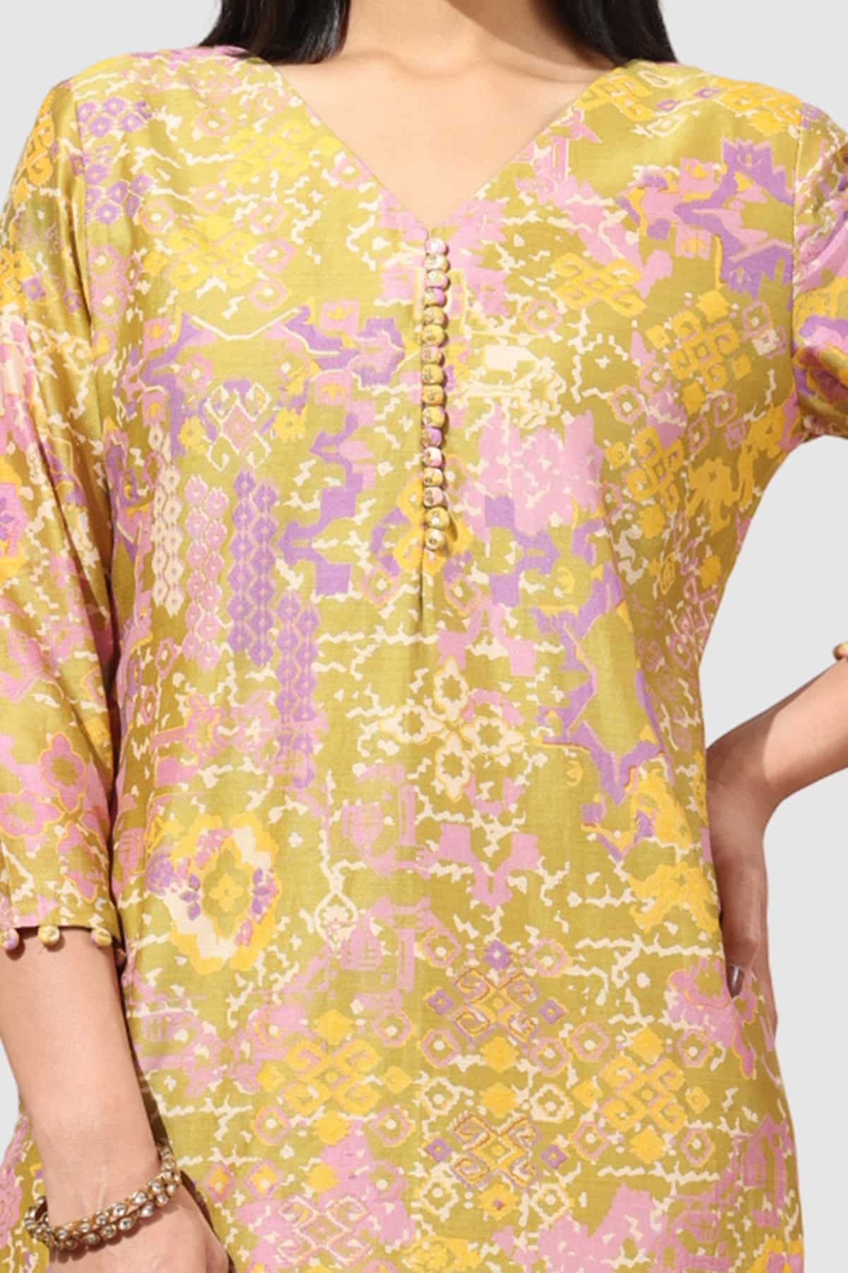 Olive Green Printed Kurta For Woman