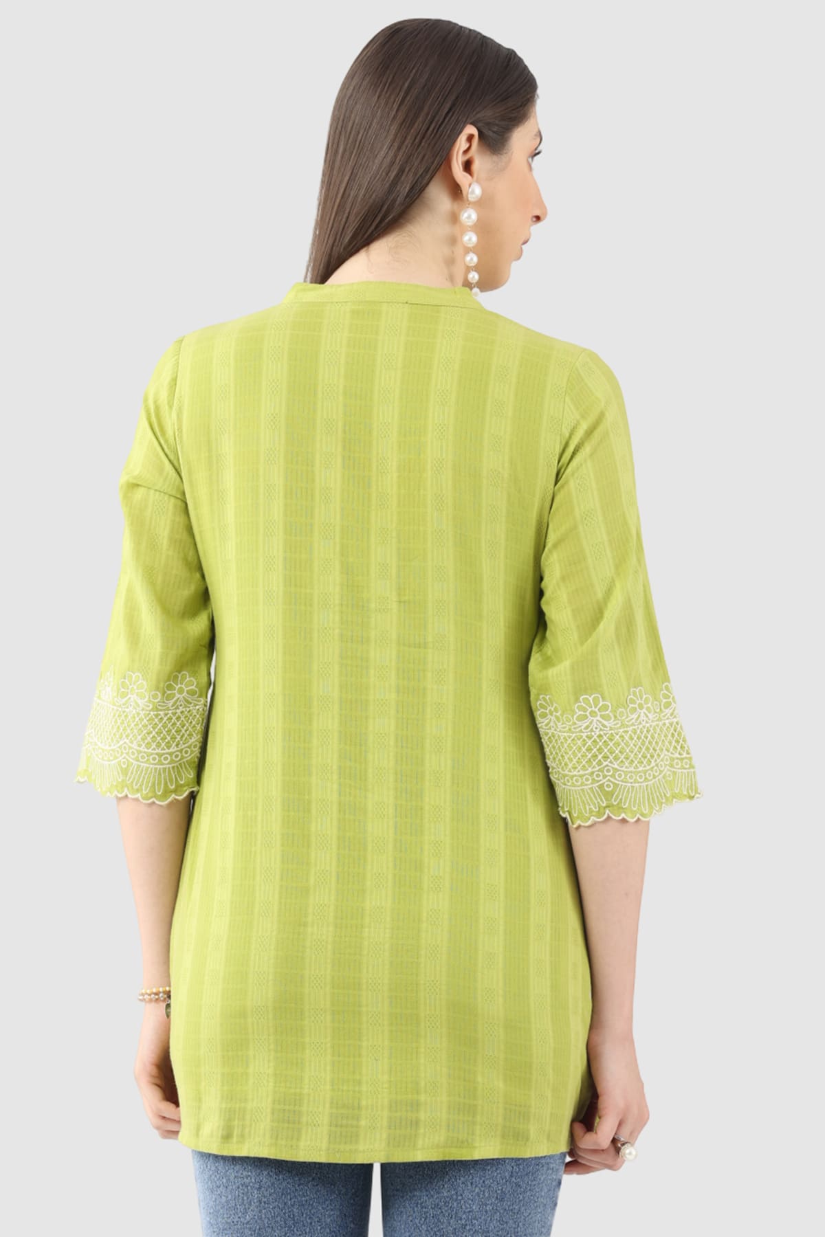 Dobby Lime Green Tunic For Women