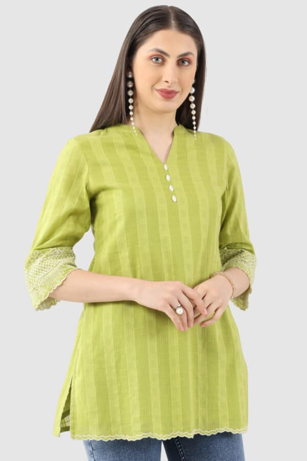 Dobby Lime Green Tunic For Women