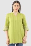 Dobby Lime Green Tunic For Women