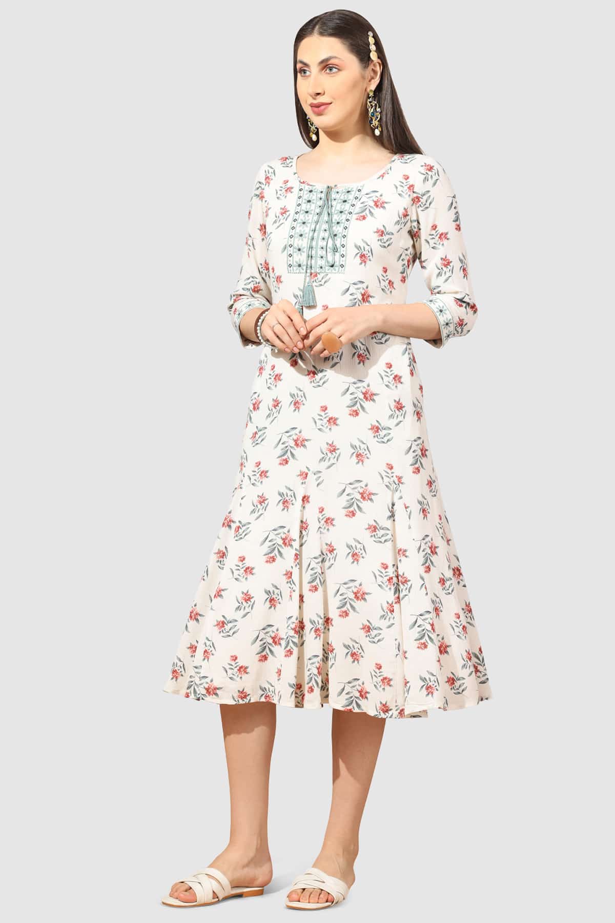 Embroidered White Dress For Women