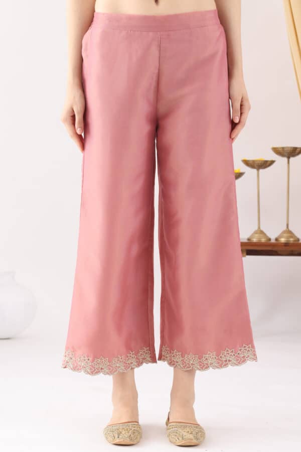 Solid Pink Palazzo For Ladies