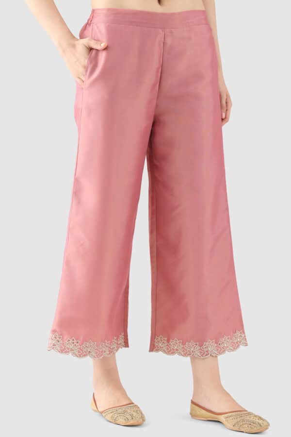 Solid Pink Palazzo For Ladies