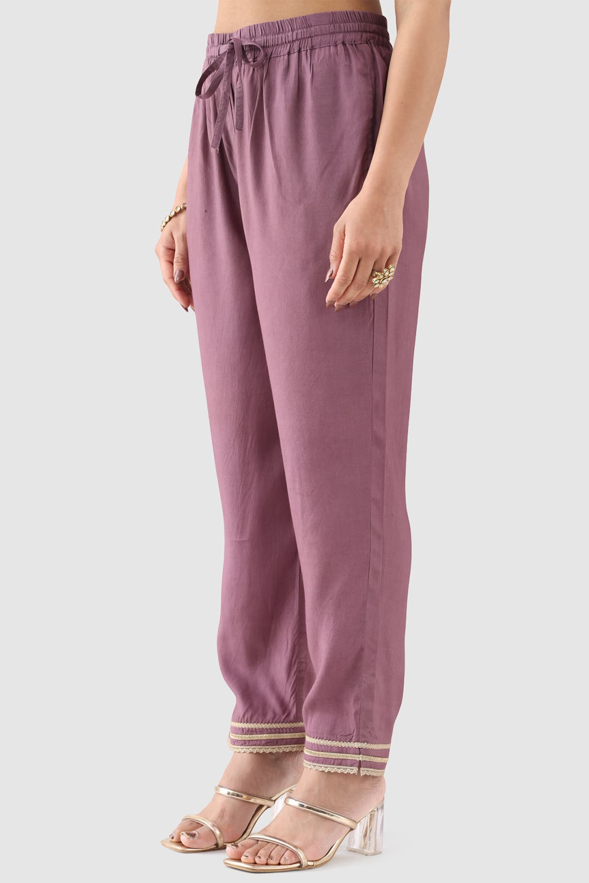 Solid Purple Palazzo For Ladies