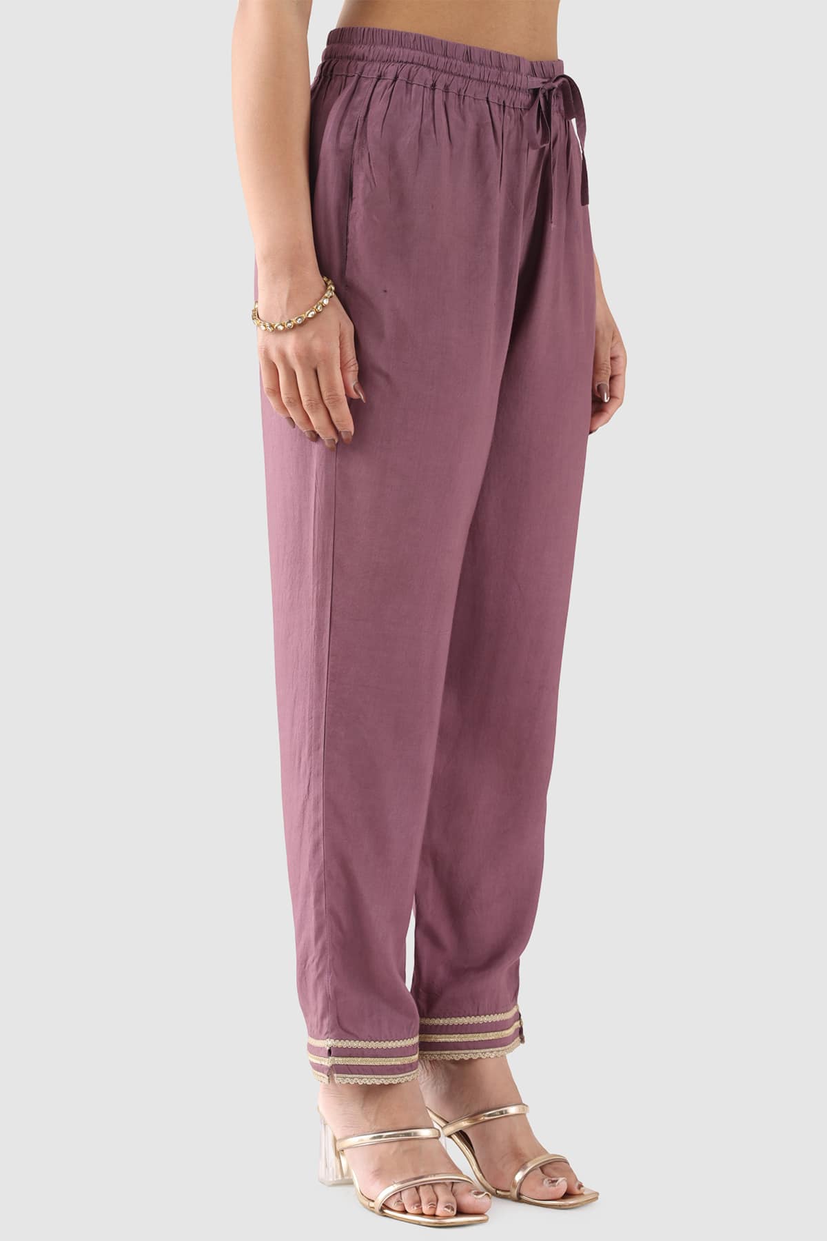 Solid Purple Palazzo For Ladies