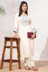 Embroidered Beige Kurta For Women