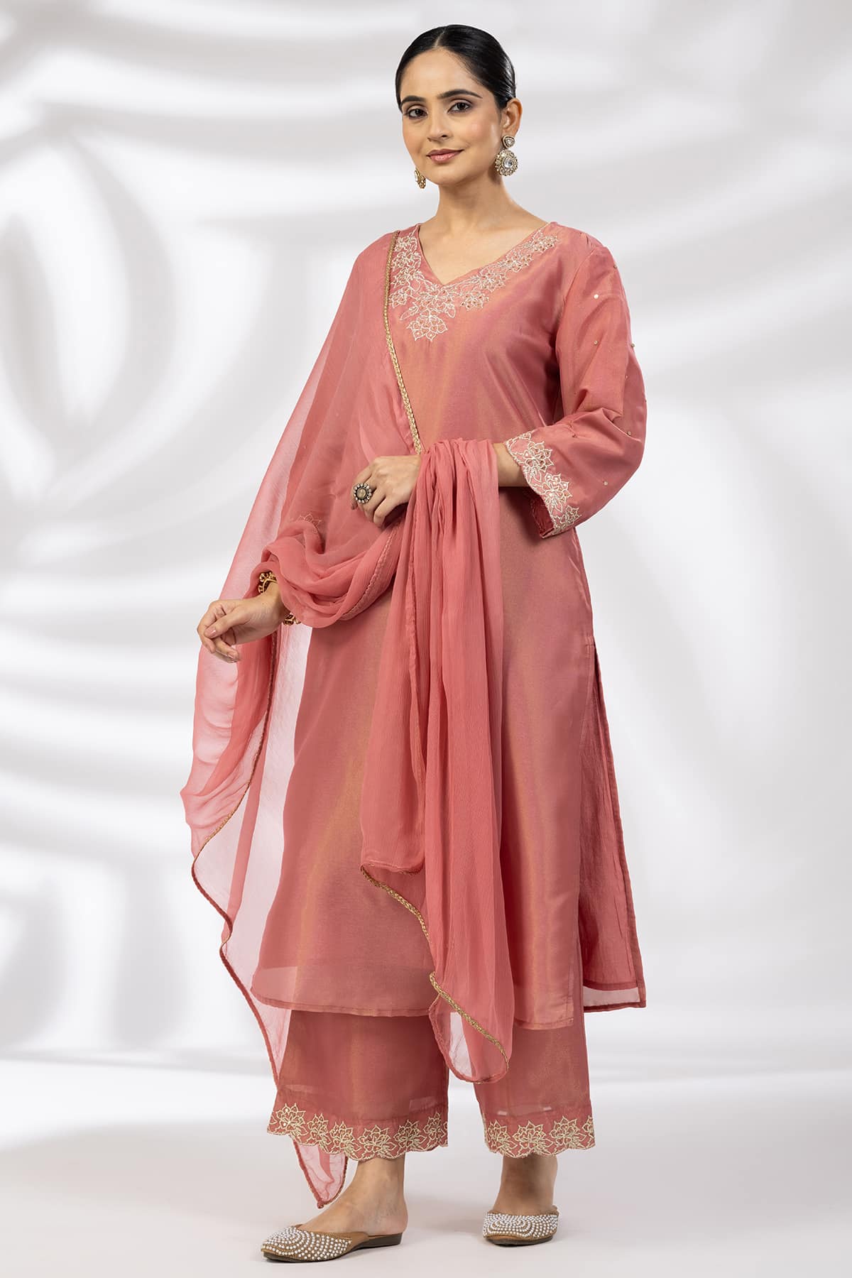 Crystal Rose Solid Ensemble Dupatta in Chiffon Viscose - Image 2