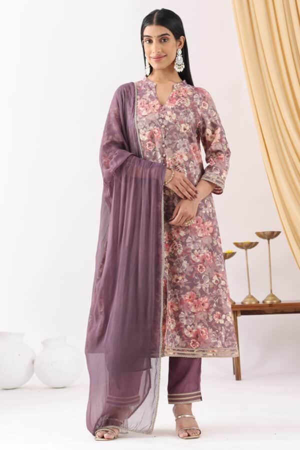 Printed Purple Kurta For Women