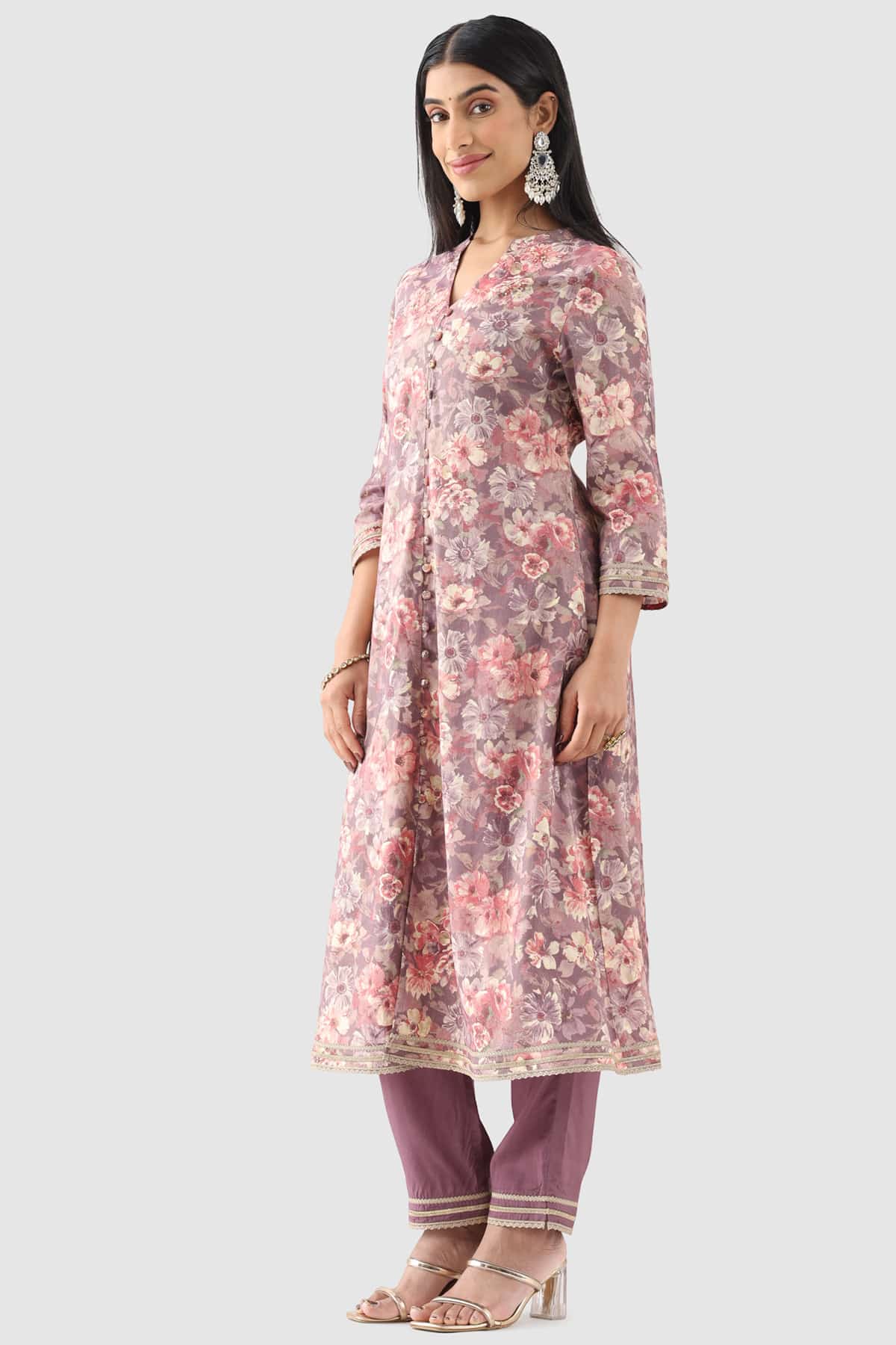 Printed Purple Kurta For Women