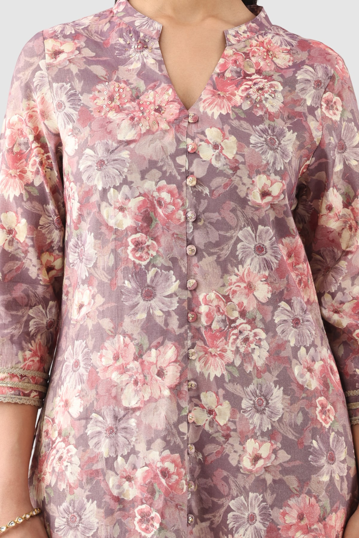 Printed Purple Kurta For Women