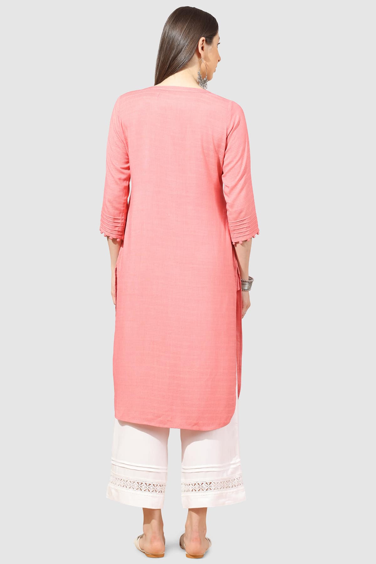 Peach Colour Kurta For Ladies