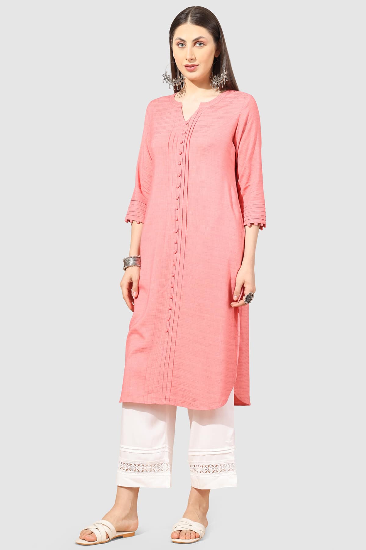 Peach Colour Kurta For Ladies