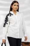 White Embroidered Cotton Shirt Ladies