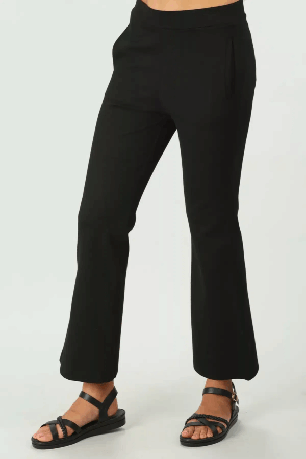 Solid Flared Black Pants For Women