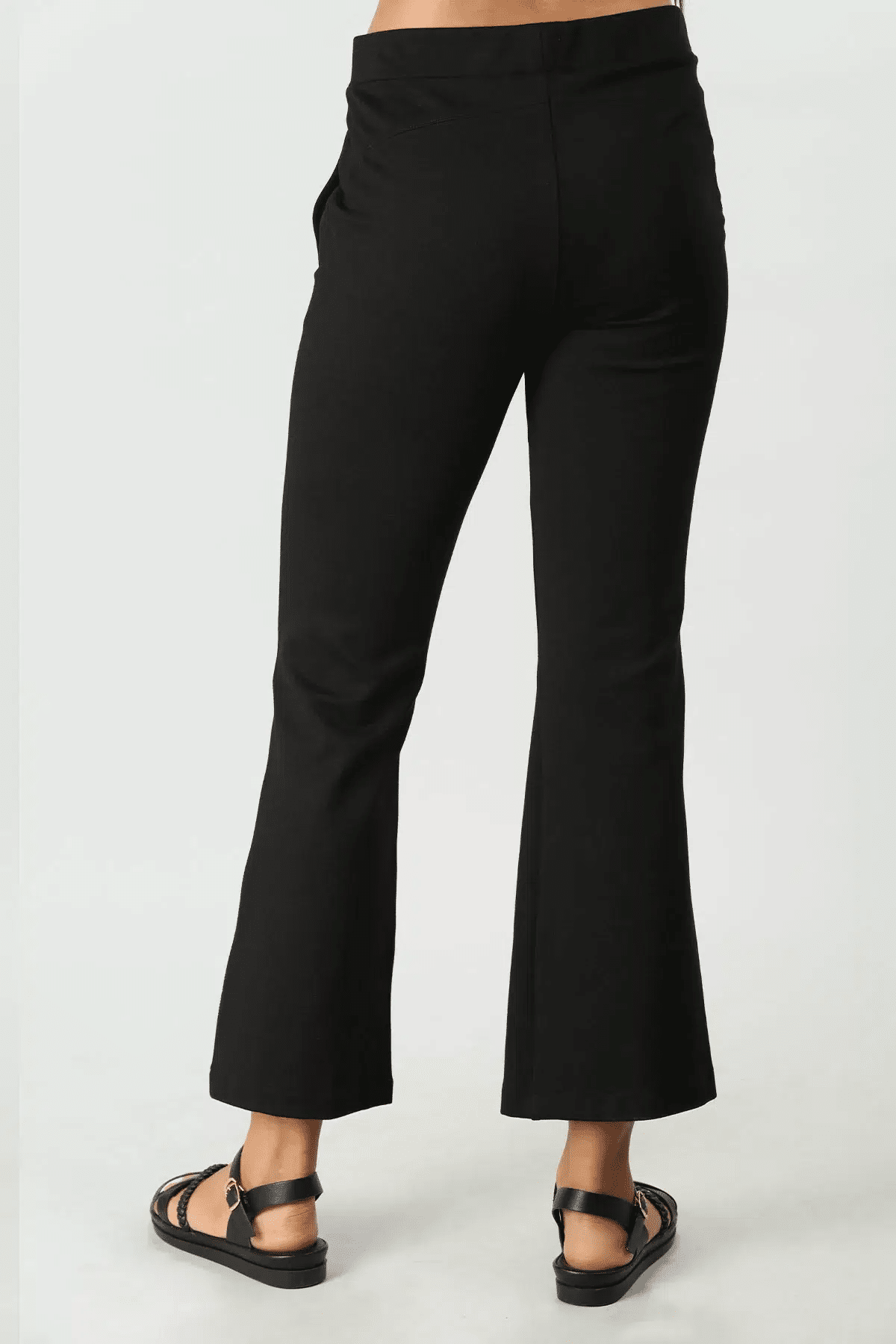 Solid Flared Black Pants For Women