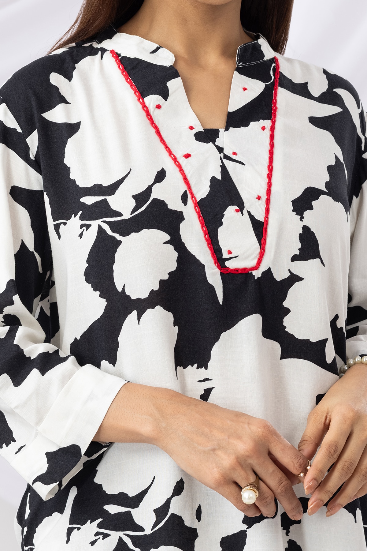 Printed Co Ord Black And White Tops