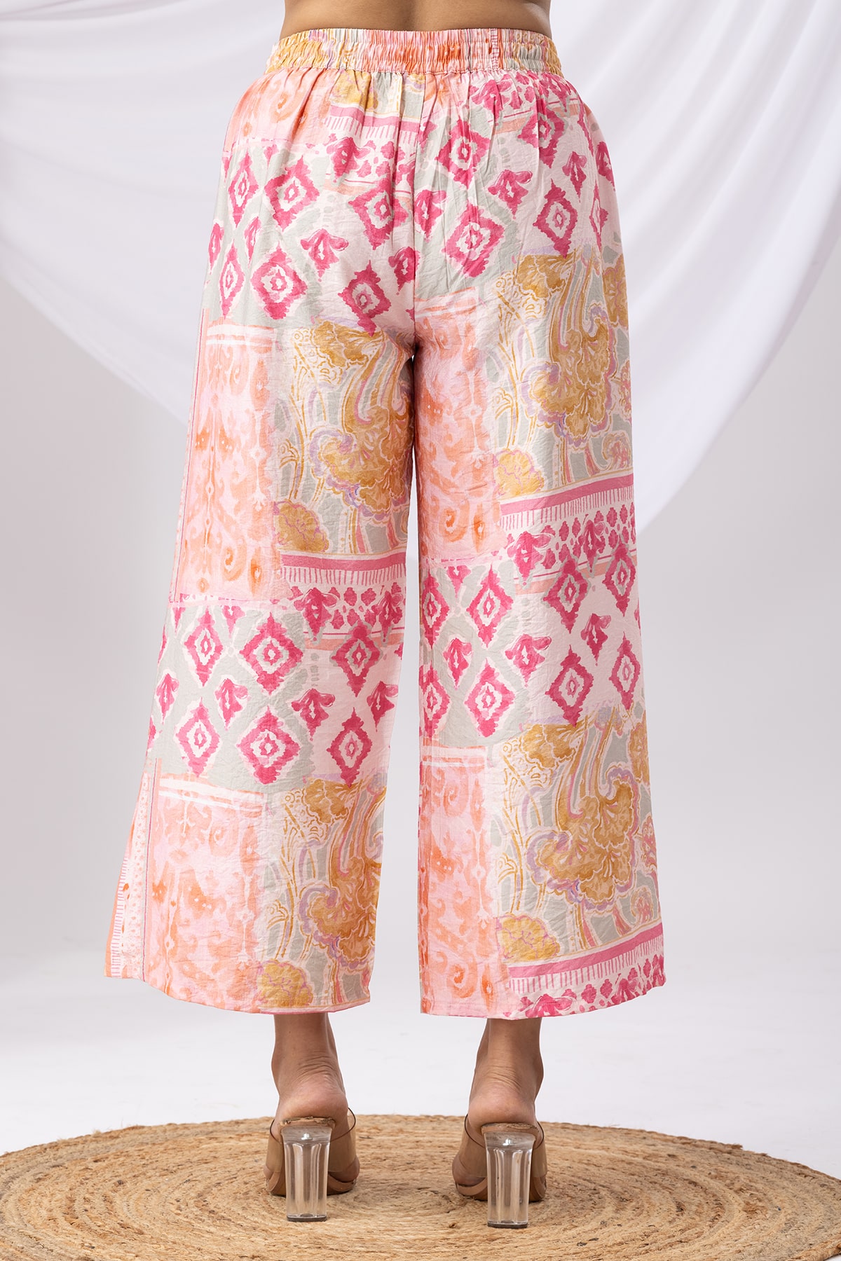 Printed Pink Palazzo Women Pants