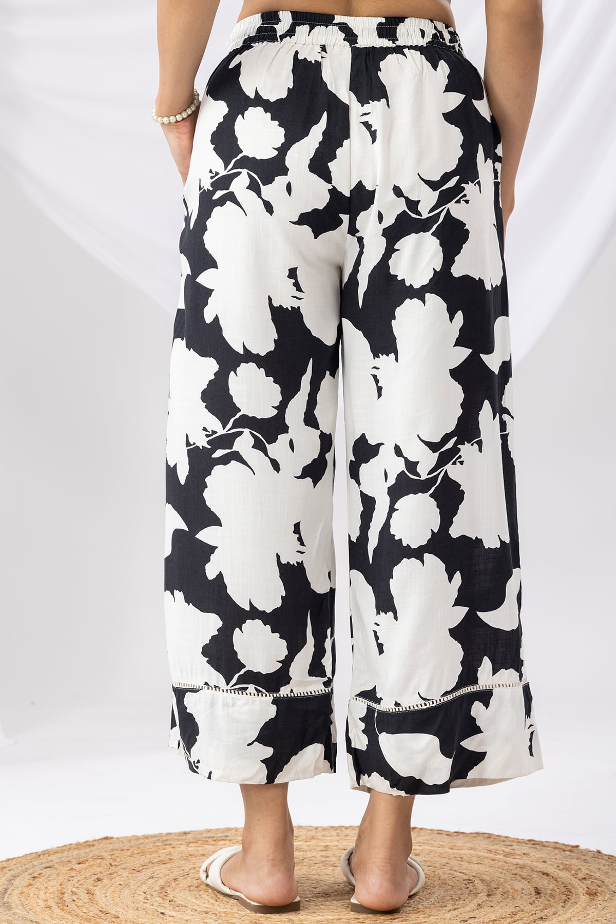 Co Ord Black And White Printed Palazzo