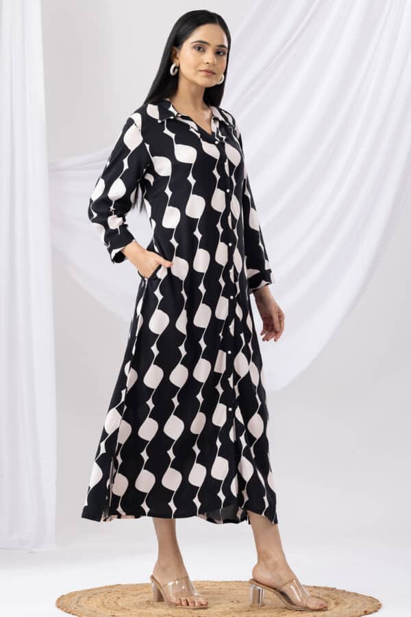 Printed Black Dress Party Wear For Women