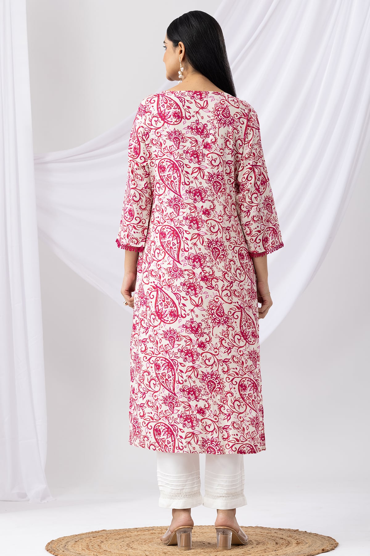 Printed Pink Kurti For Women