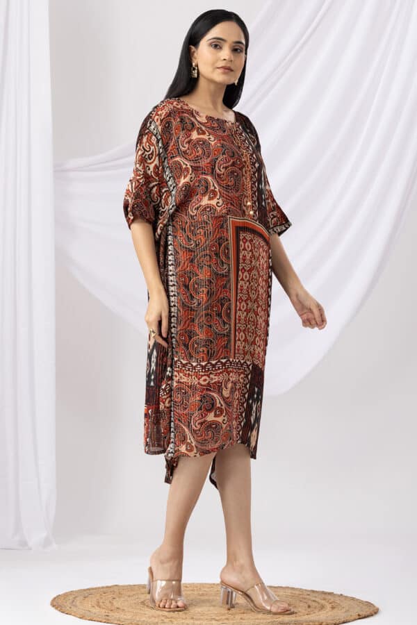 Rust Printed Kaftan Dress Ladies