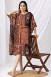 Rust Printed Kaftan Dress Ladies