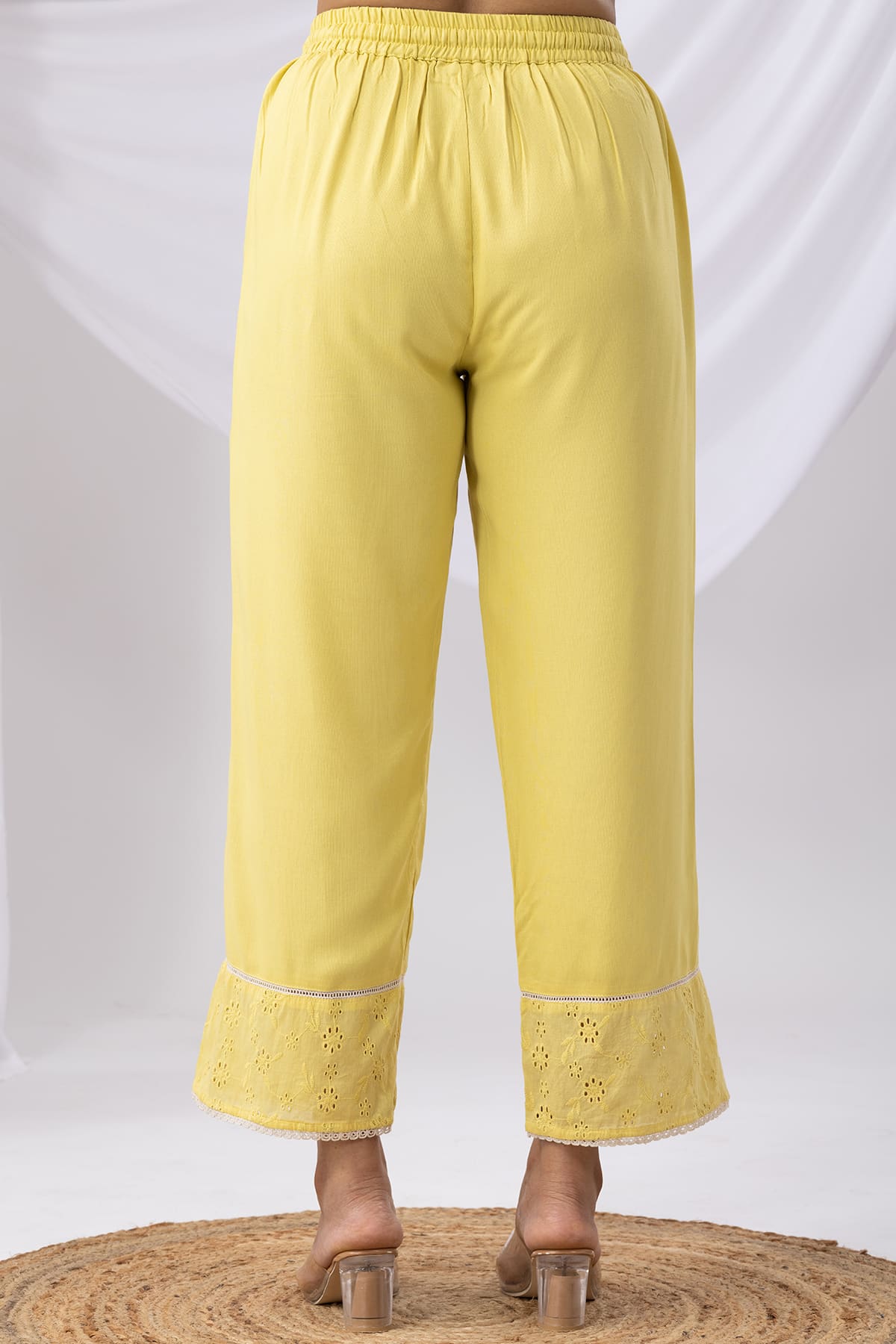 Solid Yellow Palazzo Pants Women