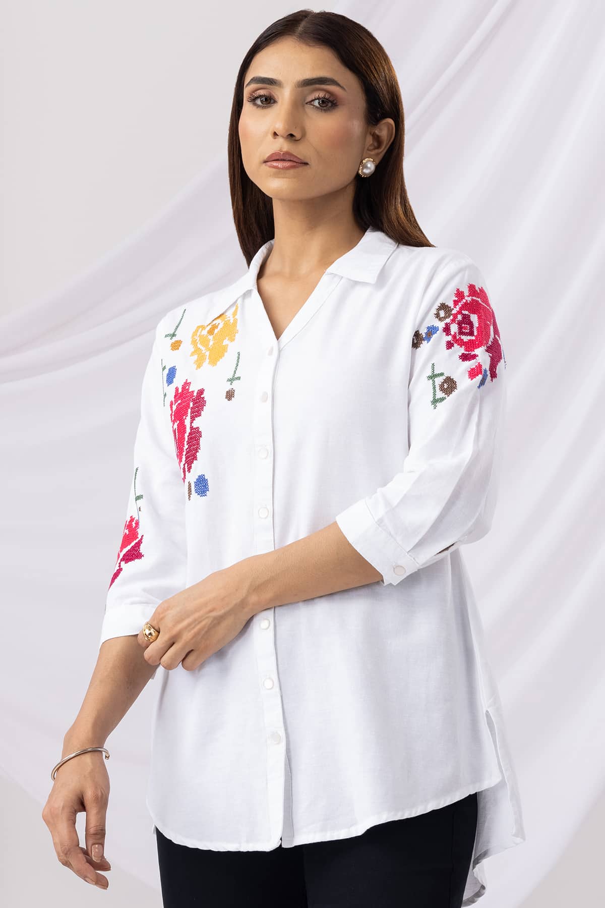 Embroidered White Tunic Clothing Women