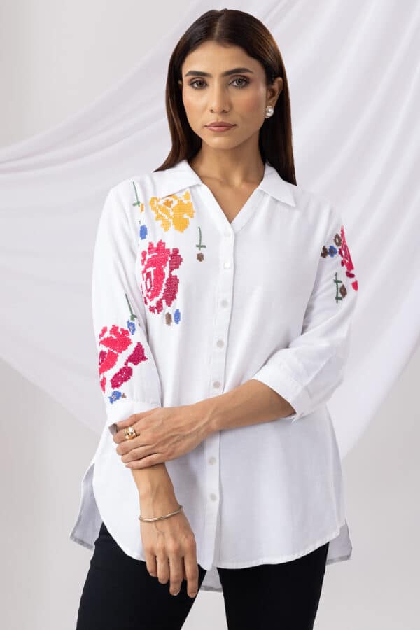 Embroidered White Tunic Clothing Women