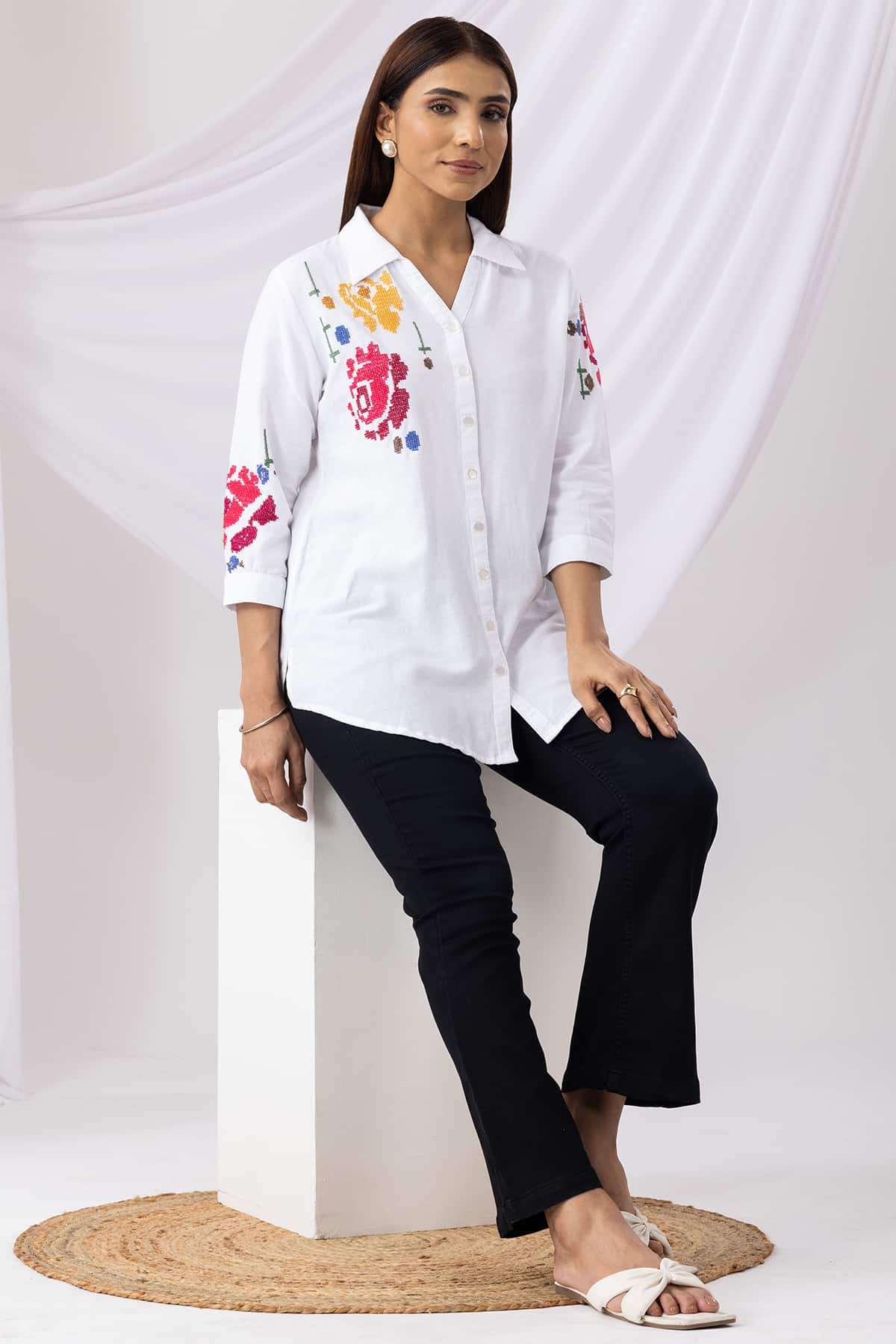 Embroidered White Tunic Clothing Women