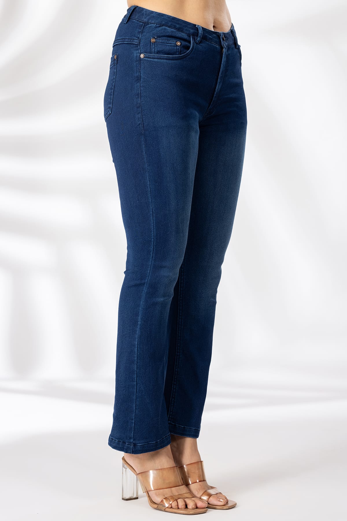 Solid Blue Jeans Bell Bottom Women's