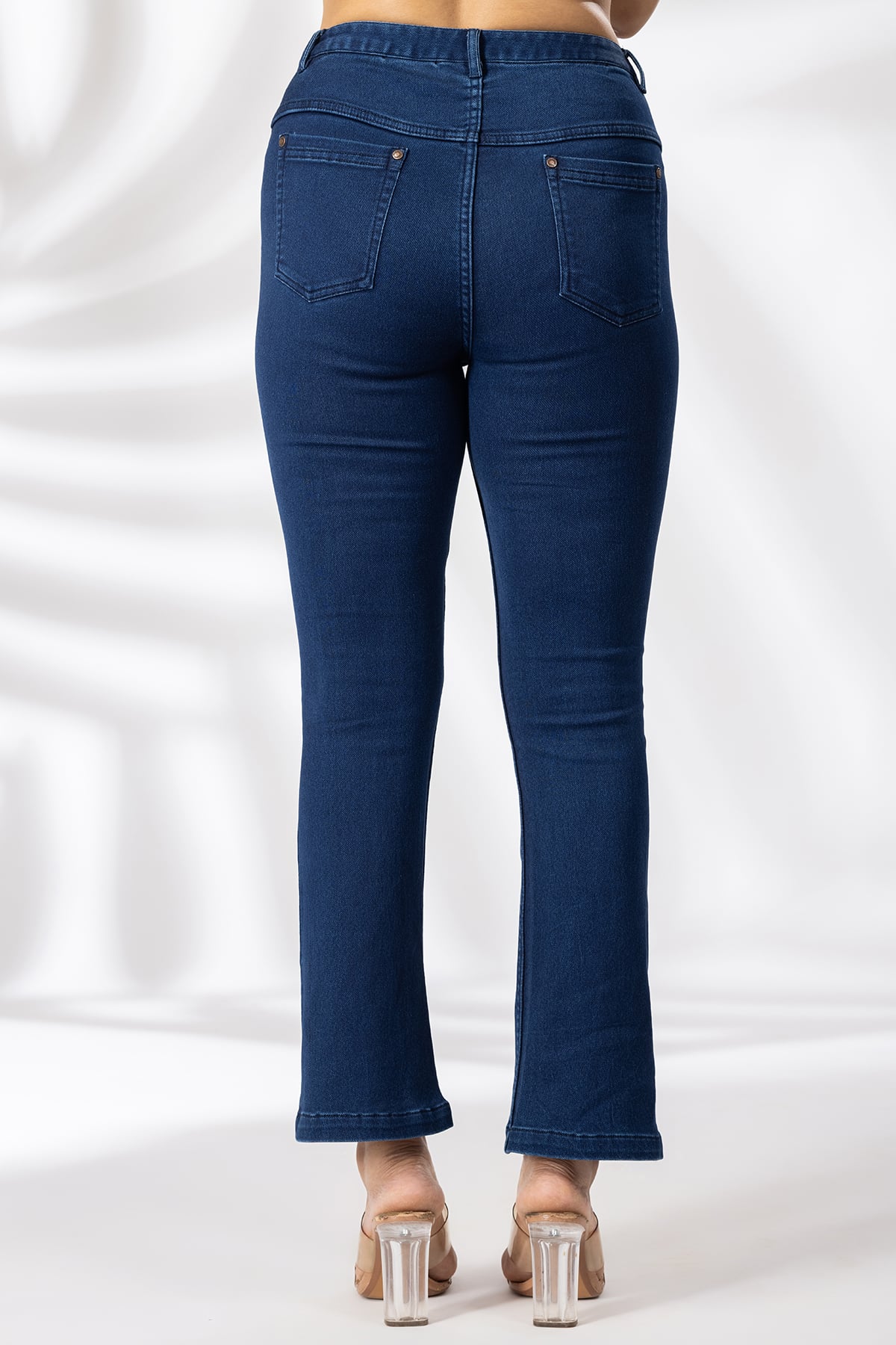 Solid Blue Jeans Bell Bottom Women's