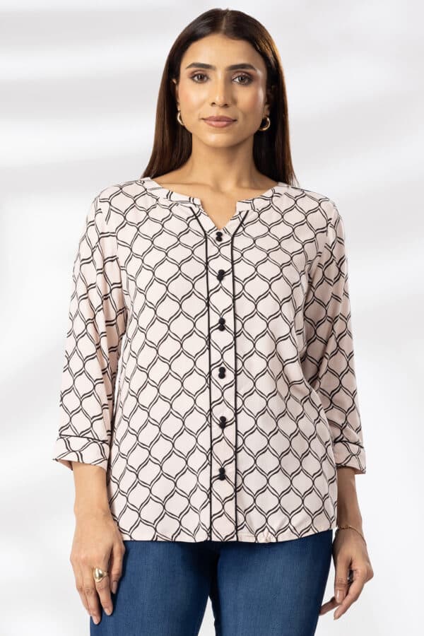 Printed Peach Top For Ladies