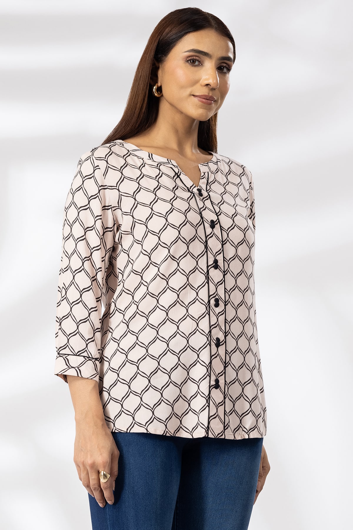 Printed Peach Top For Ladies