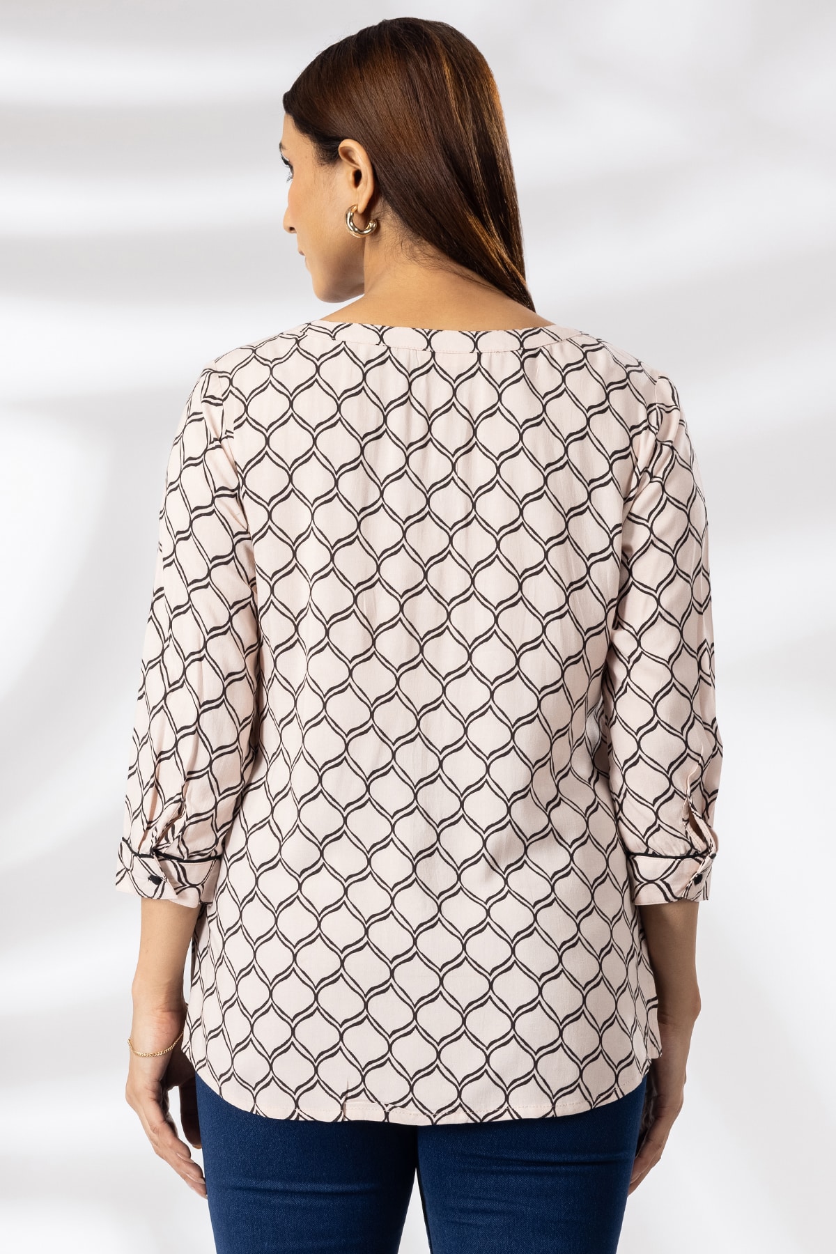 Printed Peach Top For Ladies