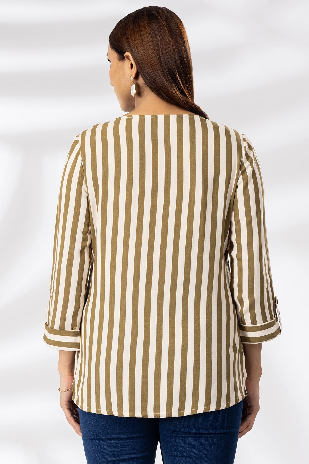 Striped V Neck Tops For Women