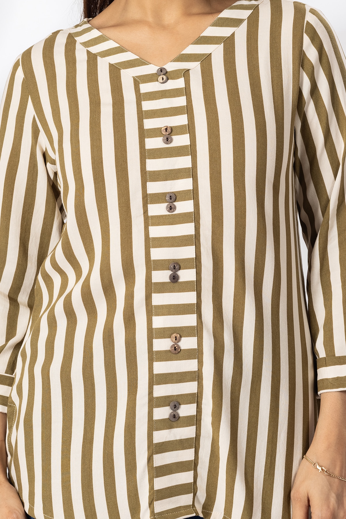 Striped V Neck Tops For Women
