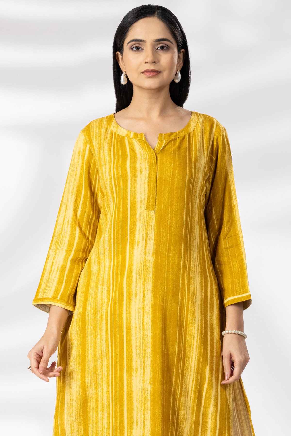 Printed Mustard Yellow Kurta For Woman