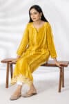 Printed Mustard Yellow Kurta For Woman