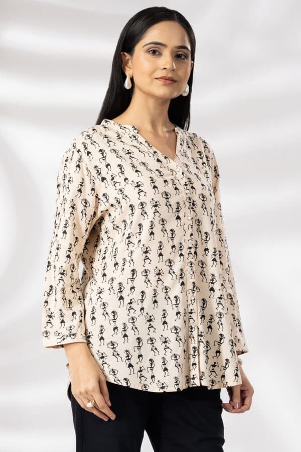 Printed Beige Shirt For Women
