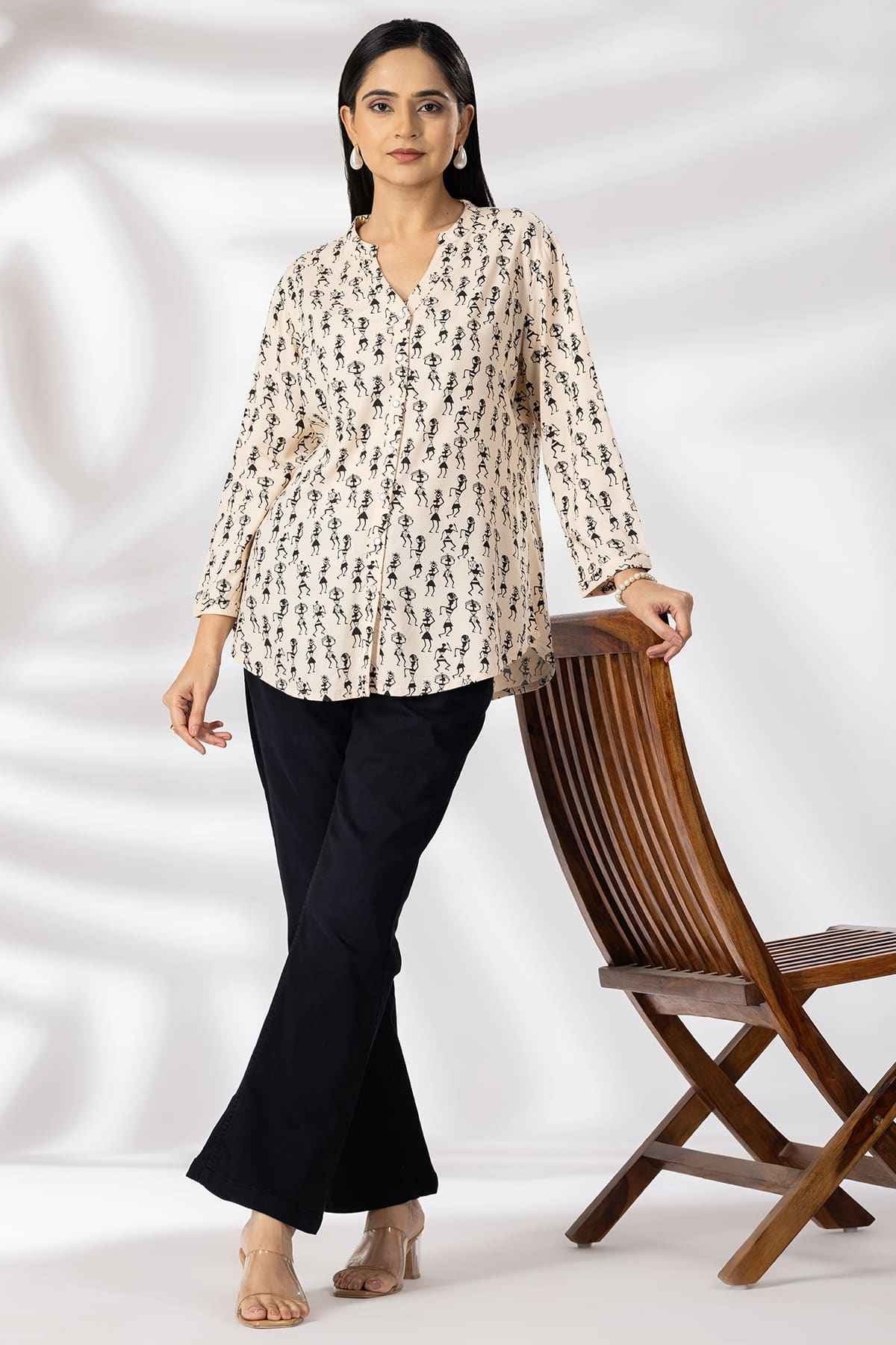 Printed Beige Shirt For Women
