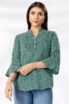 Green Printed Casual Top Women