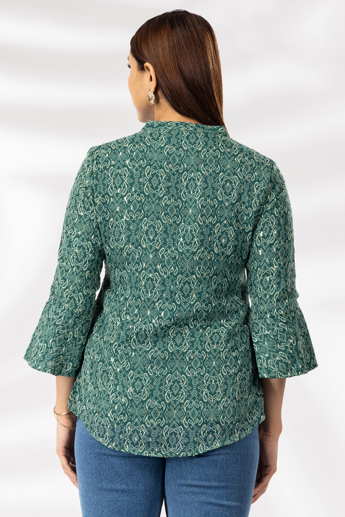 Green Printed Casual Top Women